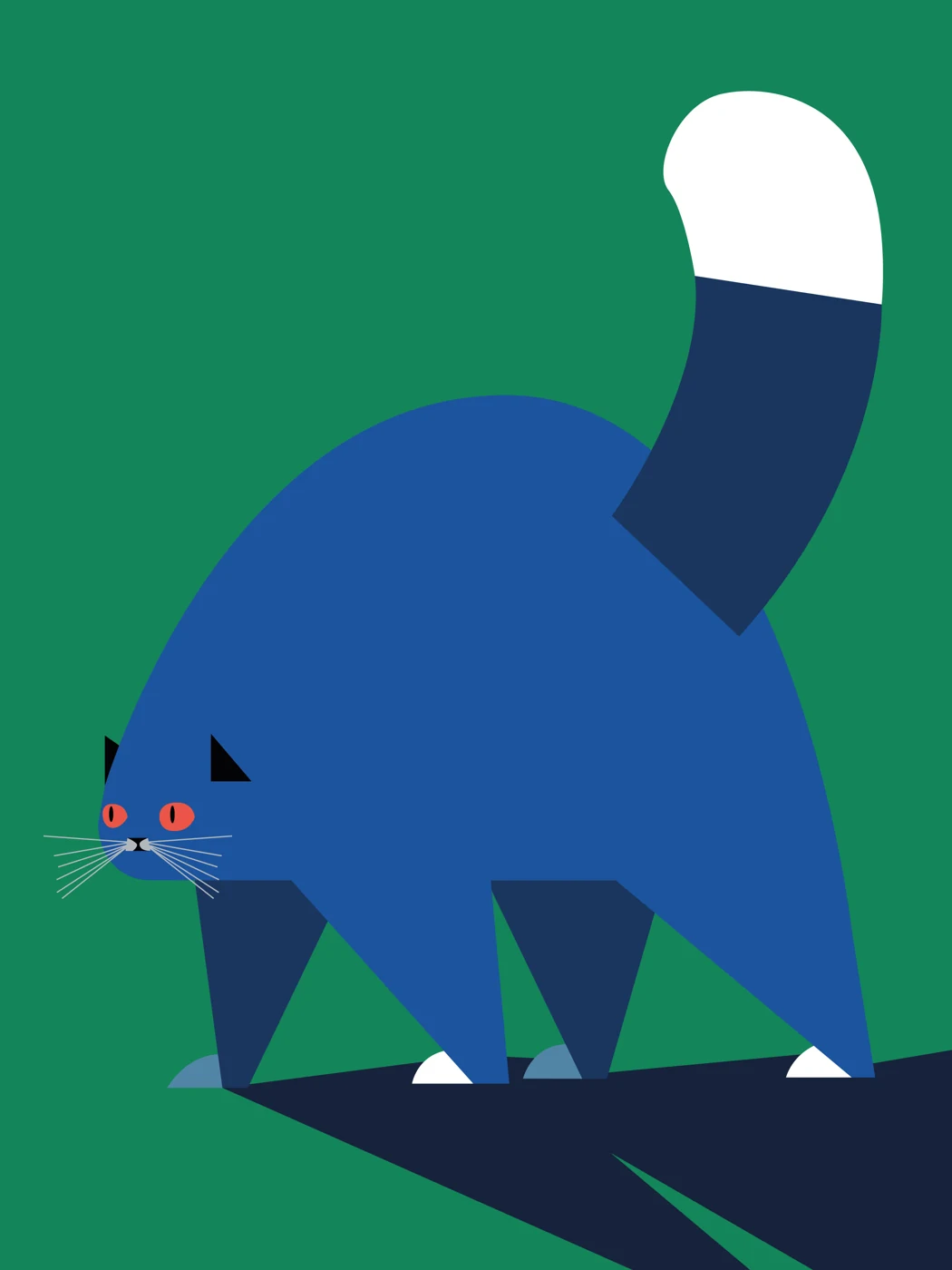 Blaue Katze auf Grün – Motivansicht
